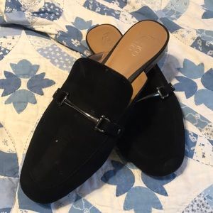Franco Sarto black suede mules